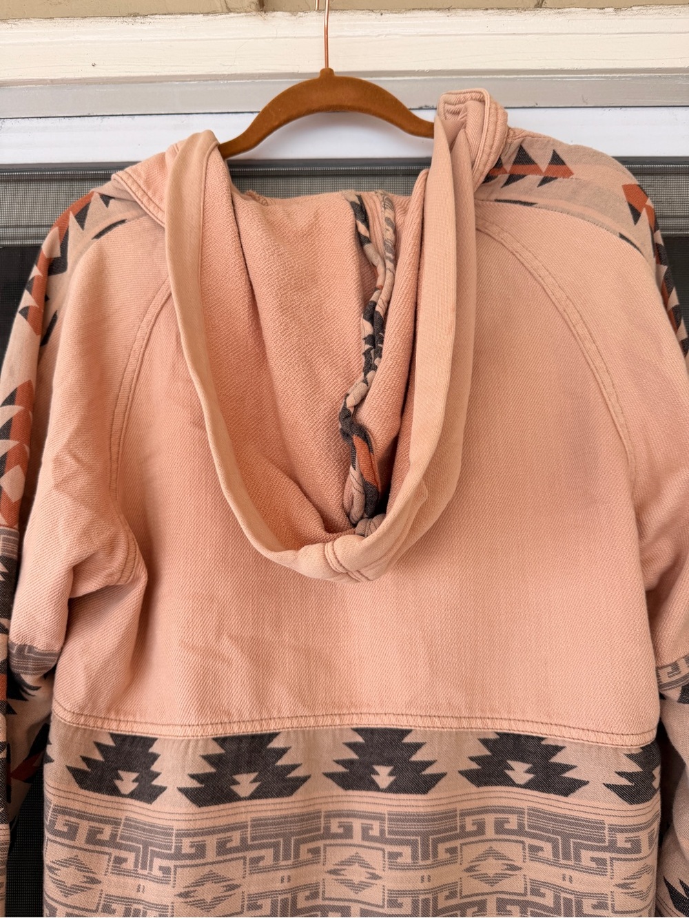We the free aspen hooded jacket shacket Pink Aztec Sleeve Button-Up Shirt Jacket - Picture 7 of 9